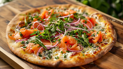 Gourmet Delight: Salmon and Arugula Pizza
