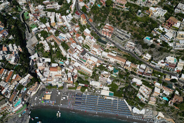 aerial view of Positano on the Amalfi Coast, Italy