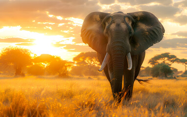Elephant in the wild, wild nature and animals concept