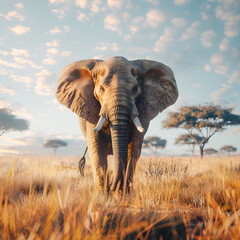 Obraz premium Elephant in the wild, wild nature and animals concept