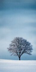 A single untouched tree amidst serene icy plains