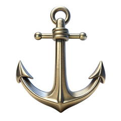 Classic Bronze Anchor With Shackle and Flukes on Transparent Background