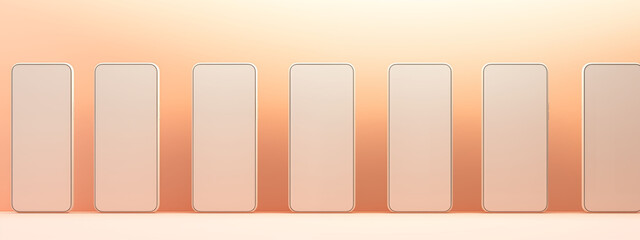 Row of white swatches on an ombré peach background, ideal for color grading displays.