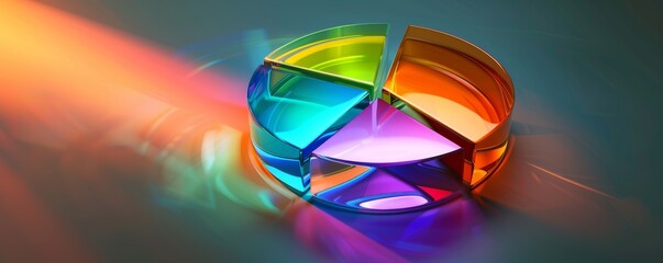 Vibrant 3d pie chart with colorful segments - obrazy, fototapety, plakaty
