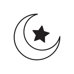 Islamic Crescent icon design with white background stock illustration