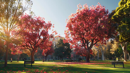 Springtime Splendor: A Park Adorned in Pink