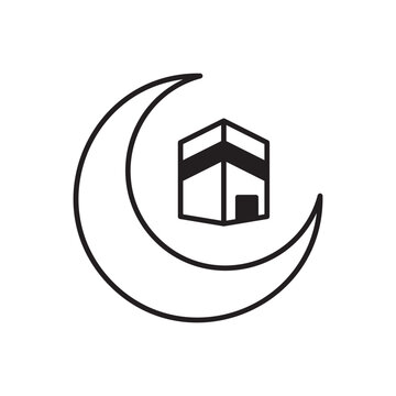 Hajj Crescent icon design with white background stock illustration
