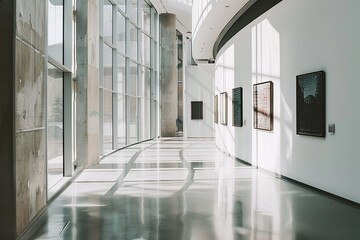 Interior of a museum with contemporary art