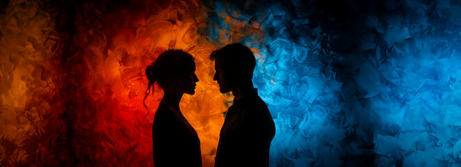 Divided Vows: Silhouettes of a Couple in Conflict on the Verge of Divorce