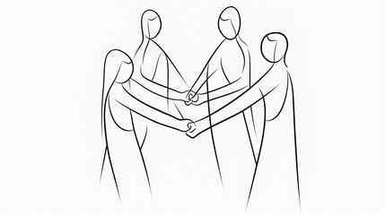 Simplified line art capturing the essence of teamwork and unity among a group of three.