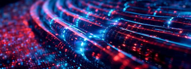 Luminous Data Flow: Glowing Wires Transmitting Information Backdrop