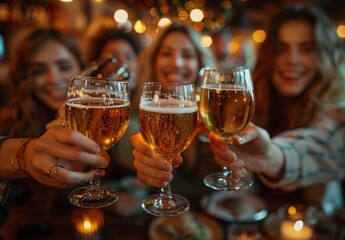 Drinking beer in the vintage pub, AI generated