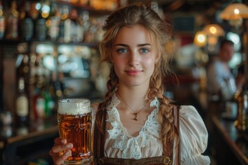 Drinking beer in the vintage pub, AI generated