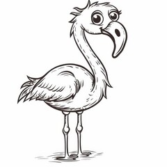 Obraz premium A flamingo in monochrome, head turned aside, eyes expressive and open