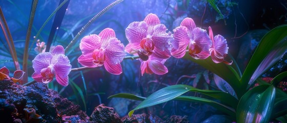   A cluster of pink blooms atop a verdant plant, teeming with numerous green foliage