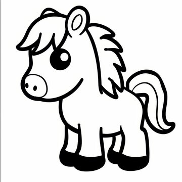 recommend clip art:   A cartoon horse with a black-and-white facial outline and a black-and-white head outline