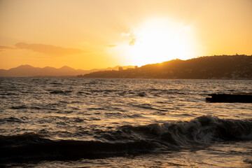 golden sunset over the sea