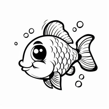recommend clip art:  a goldfish outlined in black with bubbles of water surrounding its eyes