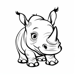  Rhinoceros image to color in black and white