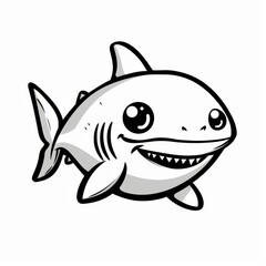   A cartoon shark with a big smile on its face