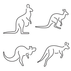 kangaroo group of icons in black on a white background. Vector illustration.