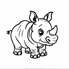  Black-and-white rhino image for coloring