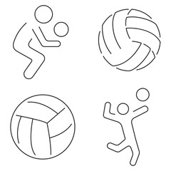 Fototapeta premium volleyball group of black icons on a white background. Vector illustration.
