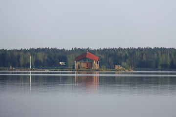 Fototapeta premium ruins of a church on an island in the Daugava River in Latvia, the first stone structure.