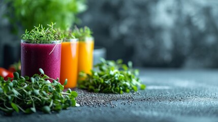 Small colourful microgreens for smoothies