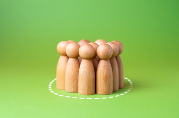 People are gathered in a circle. Assemble a group based on criteria. Find a team. Candidates for...