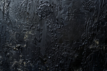 Fototapeta premium Abstract black background decorated with embossed Thai art