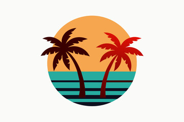 Retro vintage style sunset, text 