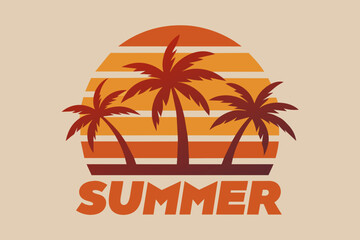 Retro vintage style sunset, text 