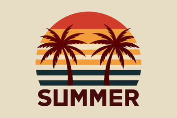 Retro vintage style sunset, text 