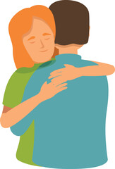 Calm support embrace icon cartoon vector. Family love. Partner romantic