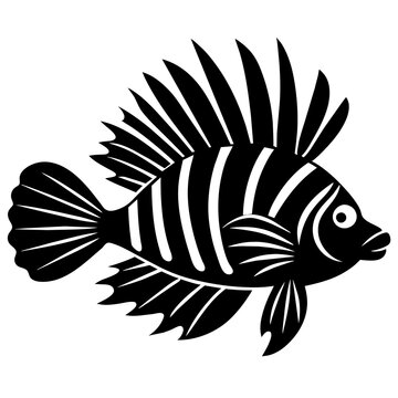black and white striped fish clip art preview