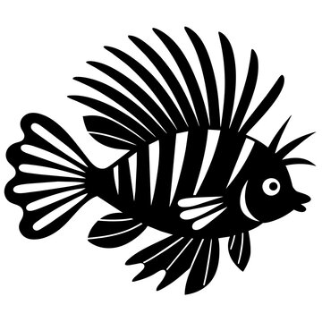 black and white striped fish clip art preview