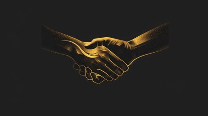 A black and gold logo featuring two hands shaking. This logo represents partnership, trust, and collaboration. It can be used in various business and corporate contexts. hyper realistic 