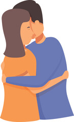 Young emotion embrace icon cartoon vector. Male and female. Happy people