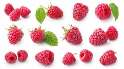 Raspberry collection on white background