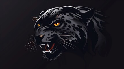 A logo for a business or sports team featuring a stylized. fierce black panther cat. that is suitable for a t-shirt graphic. hyper realistic 