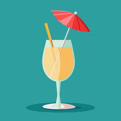 Vector illustration of a glass of lemonade on a colorful background