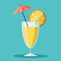 Vector illustration of a glass of lemonade on a colorful background
