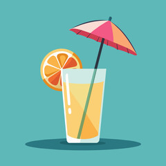 Vector illustration of a glass of lemonade on a colorful background