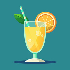 Vector illustration of a glass of lemonade on a colorful background