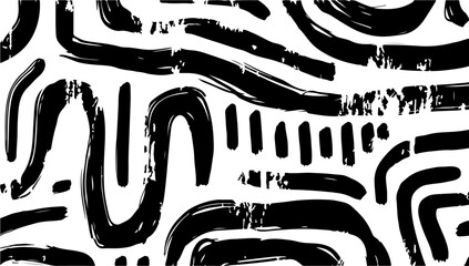 Brush paint curve background vector illustration. Abstract art ink and dirty shape element. Textured splash banner and creative border horizontal doodle drawing scratch