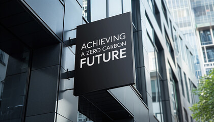Fototapeta premium Achieving a zero-carbon future in front of a modern office building 