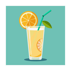 Vector illustration of a glass of lemonade on a colorful background