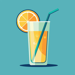 Vector illustration of a glass of lemonade on a colorful background