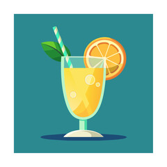 Vector illustration of a glass of lemonade on a colorful background